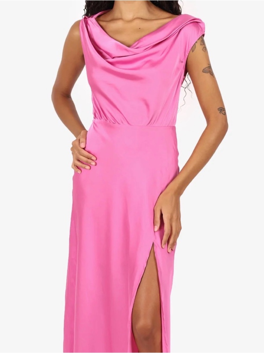 ASTR the Label Monroe One-Shoulder Satin Maxi Dress in Pink
